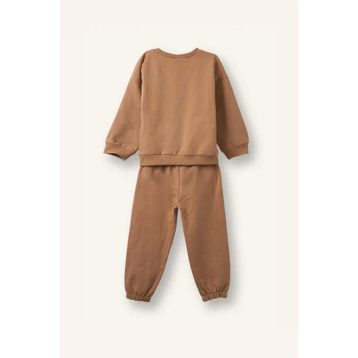 Defacto H5617A5BG704 Bej Uzun Kollu Sweatshirt Elastik Belli Eşofman Altlı 2li Takım Erkek Bebek