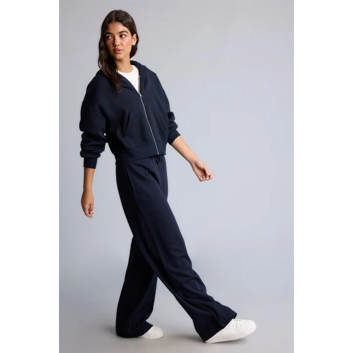 Defacto I2412AXNV248 Lacivert Regular Fıt Kapüşonlu Kalın Fermuarlı Lacivert Basic Sweatshirt