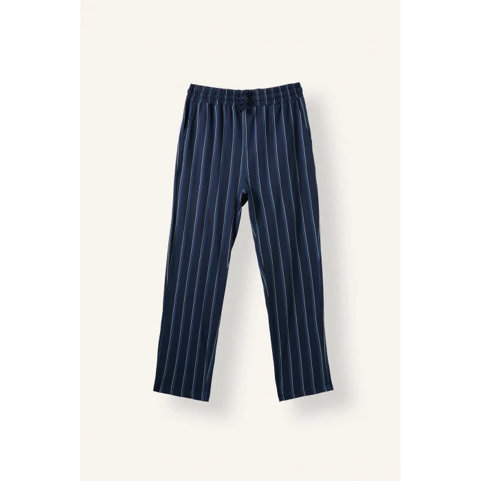 Defacto H7607AXWT34 Beyaz %100 Pamuk New Regular Fit Uzun Kollu Düğme Detaylı Üst Çizgili Alt 2li Pijama Takımı
