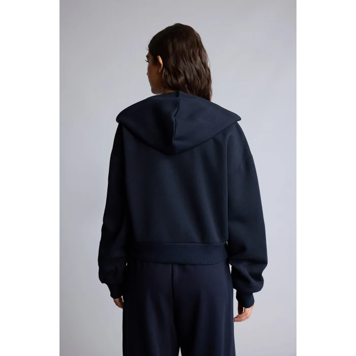 Defacto I2412AXNV248 Lacivert Regular Fıt Kapüşonlu Kalın Fermuarlı Lacivert Basic Sweatshirt