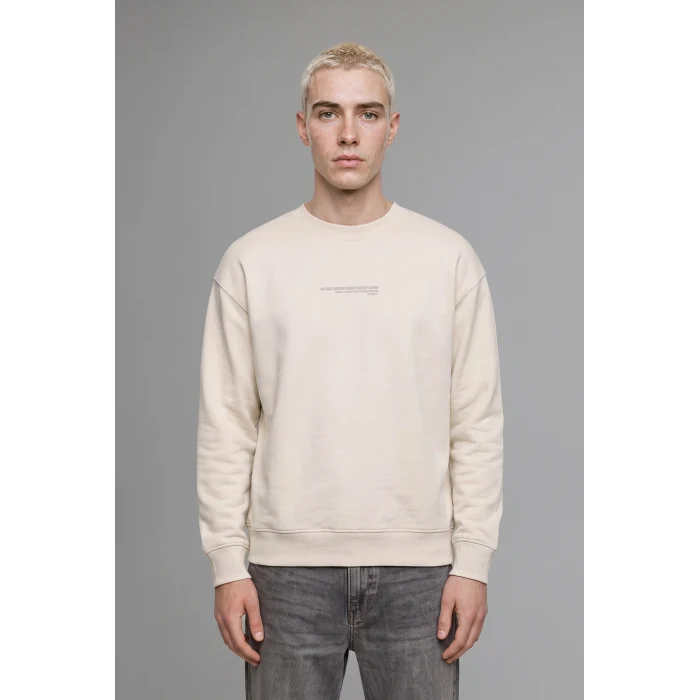 Defacto X8282AZBG672 Bej Boxy Fit Uzun Kollu Pamuklu Bisiklet Yaka İçi Yumuşak Tüylü Baskılı Sweatshirt