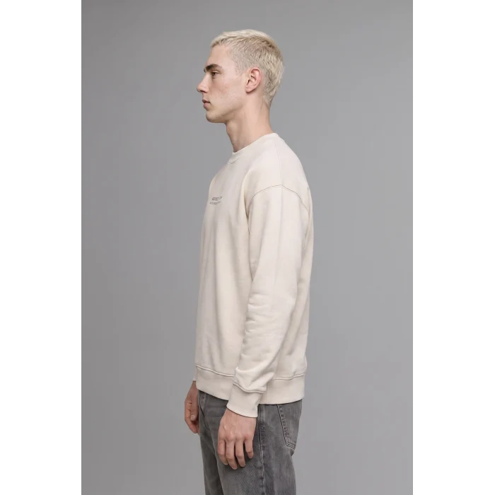 Defacto X8282AZBG672 Bej Boxy Fit Uzun Kollu Pamuklu Bisiklet Yaka İçi Yumuşak Tüylü Baskılı Sweatshirt