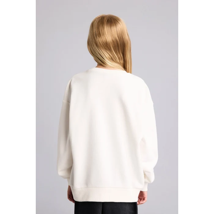 Defacto I3553A8ER105 Ekru Kpop - Demon Hunters Relax Fit Baskılı Bisiklet Yaka Sweatshirt Kız Çocuk
