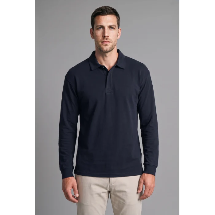Defacto H5136AXNV64 Lacivert Relax Fit Düşük Omuzlu Polo Yaka Basic Sweatshirt
