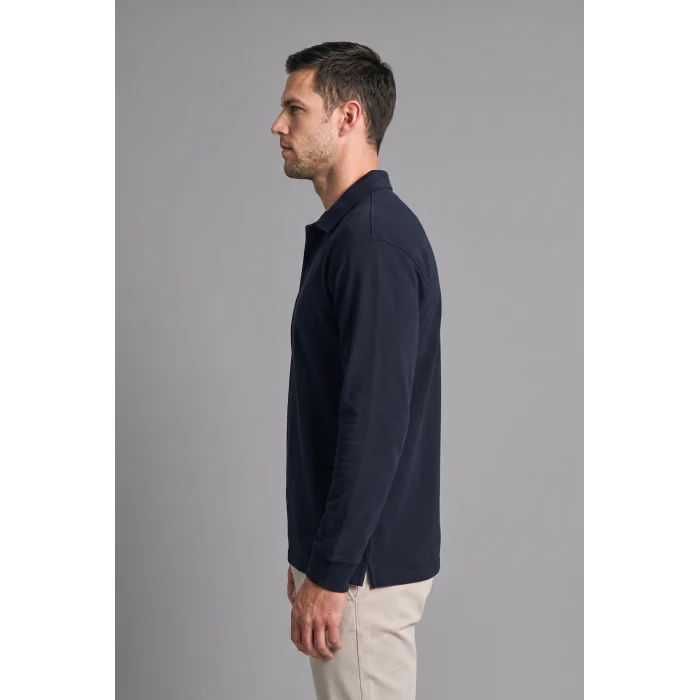 Defacto H5136AXNV64 Lacivert Relax Fit Düşük Omuzlu Polo Yaka Basic Sweatshirt