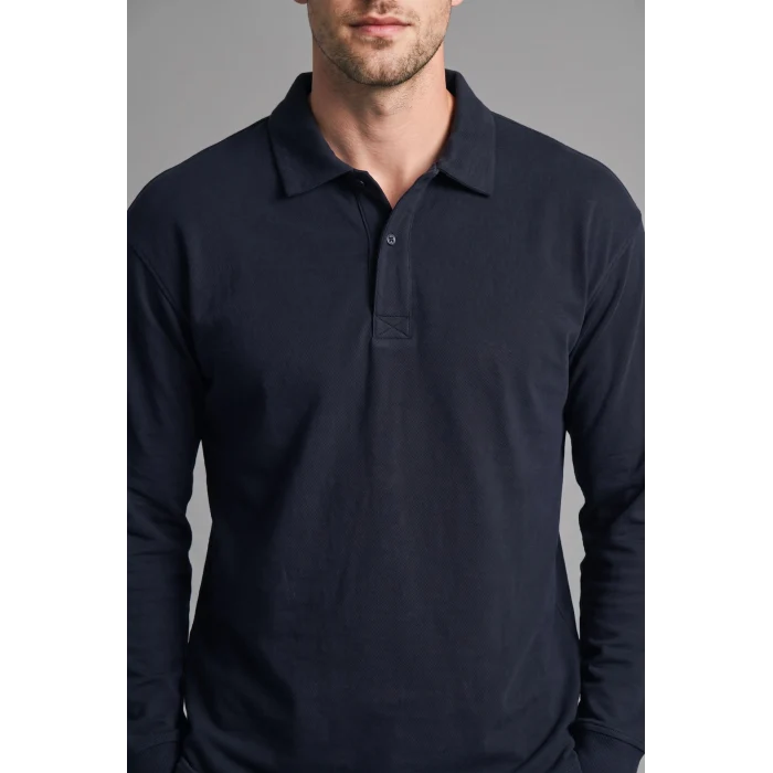 Defacto H5136AXNV64 Lacivert Relax Fit Düşük Omuzlu Polo Yaka Basic Sweatshirt