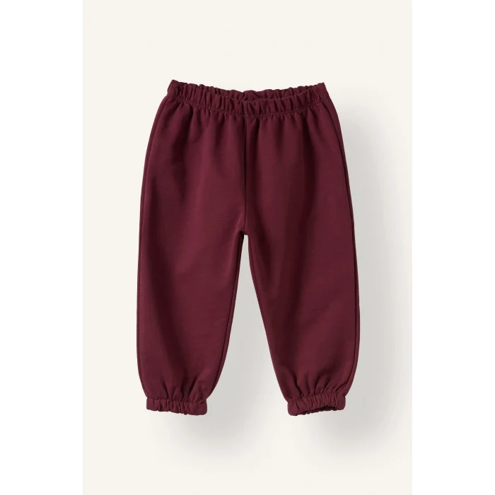 Defacto H8483A5BR115 Bordo %100 Pamuk Bisiklet Yaka Baskılı Sweatshirt Üst Esnek Belli Eşofman Altı 2li Takım Erkek Bebek