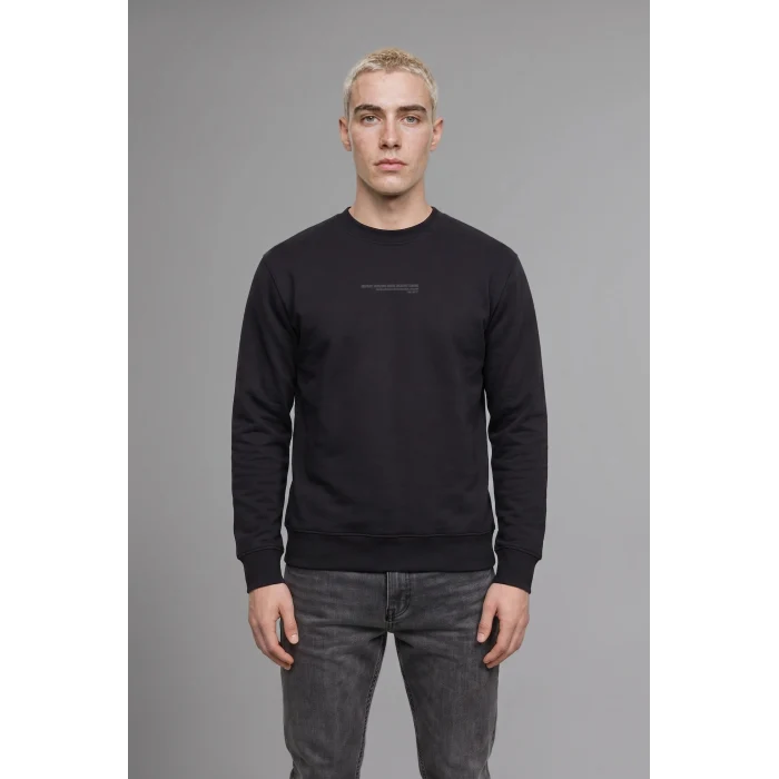 Defacto X8282AZBK81 Siyah Boxy Fıt Bisiklet Yaka Baskılı Sweatshirt