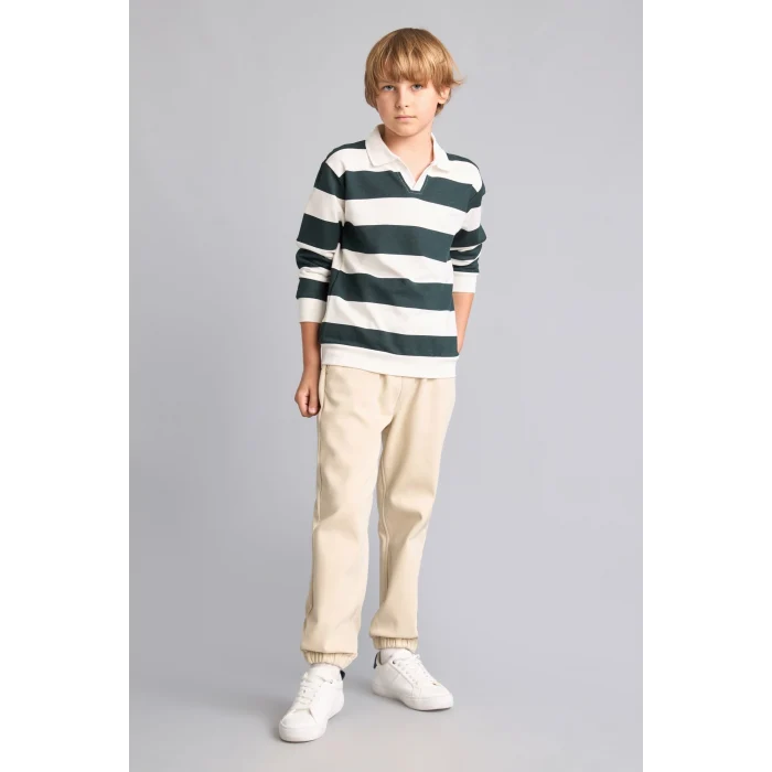 Defacto H7130A8GN536 Yeşil New Regular Fıt Apaş Yaka Yeşil Sweatshirt Erkek Çocuk