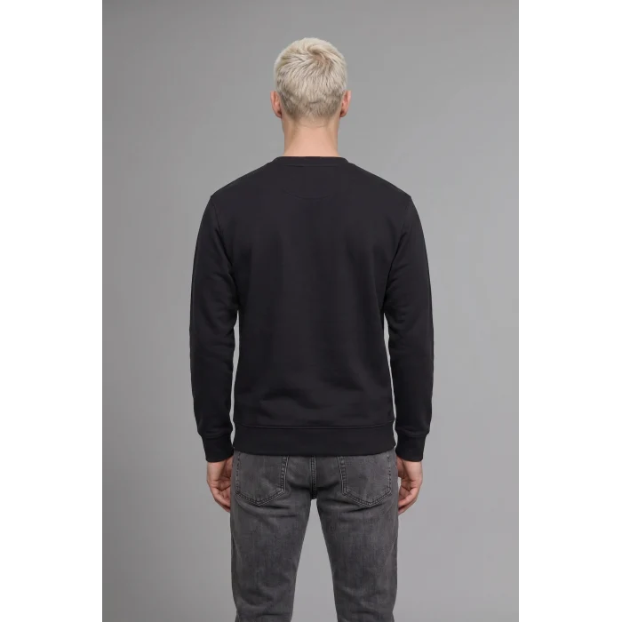 Defacto X8282AZBK81 Siyah Boxy Fıt Bisiklet Yaka Baskılı Sweatshirt
