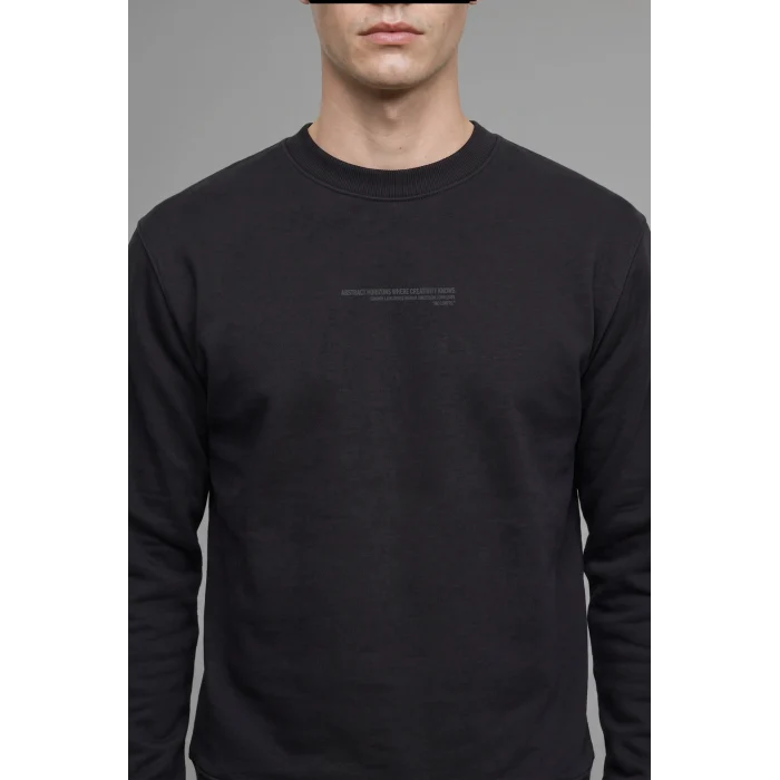 Defacto X8282AZBK81 Siyah Boxy Fıt Bisiklet Yaka Baskılı Sweatshirt