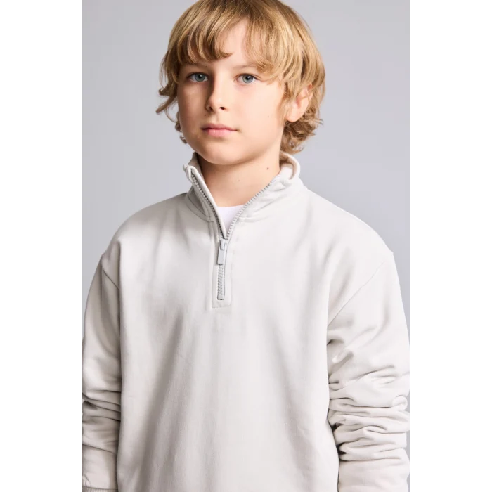 Defacto H7132A8GR294 Gri Oversize Yarım Fermuarlı Dik Yaka Sweatshirt Erkek Çocuk