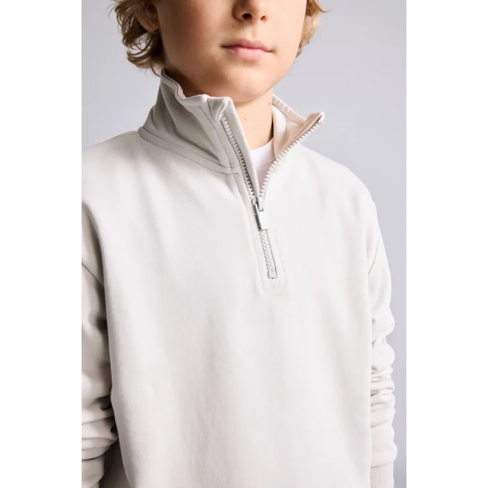 Defacto H7132A8GR294 Gri Oversize Yarım Fermuarlı Dik Yaka Sweatshirt Erkek Çocuk