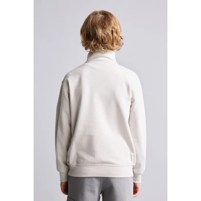 Defacto H7132A8GR294 Gri Oversize Yarım Fermuarlı Dik Yaka Sweatshirt Erkek Çocuk