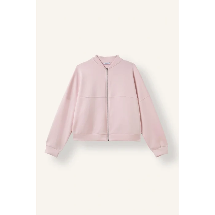 Defacto F1025AXPN38 Pembe Kolej Yaka Bomber Modal Hırka