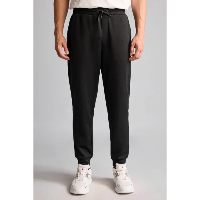Defacto Z9112AZBK81 Siyah Ultra Yumuşak Slim Fit Standart Paça Skuba Dalgıç Kumaş Jogger Eşofman Altı