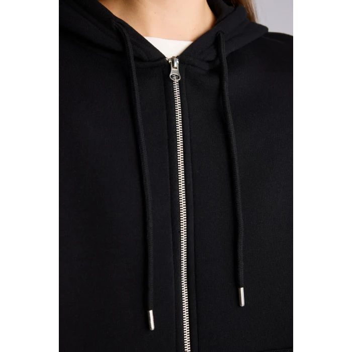 Defacto D8717AXBK81 Siyah Relax Fit Kapüşonlu Fermuarlı Cepli Basic Sweatshirt Hırka