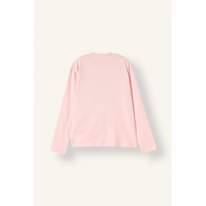 Defacto I3895A8PN645 Pembe Baskılı Uzun Kollu Üst Lastikli Paça Alt 2li Pijama Takımı Kız Çocuk