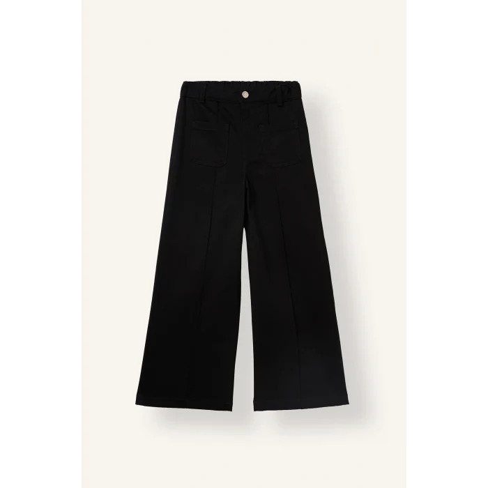Defacto I3627A8BK81 Siyah Wide Leg Önü Cepli Gabardin Pantolon Kız Çocuk