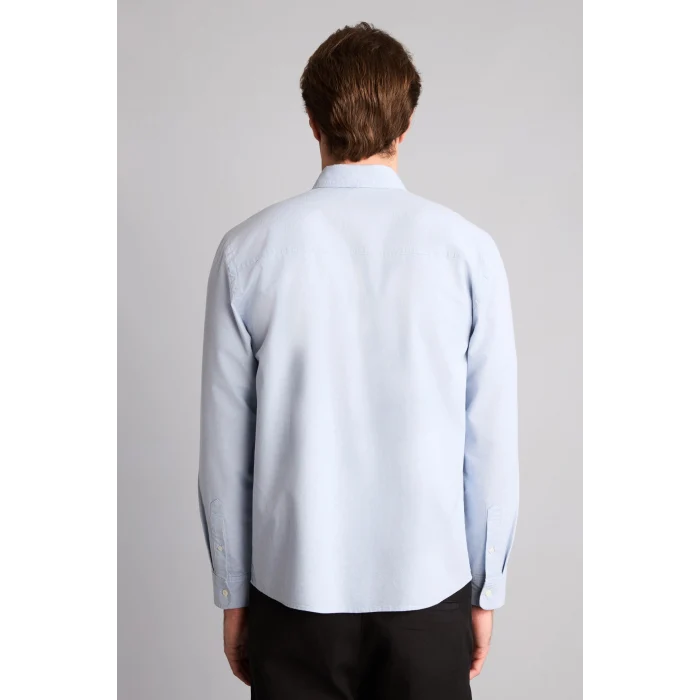 Defacto A8028AXBE177 Mavi %100 Pamuk Regular Fit Polo Yaka Oxford Basic Uzun Kollu Gömlek
