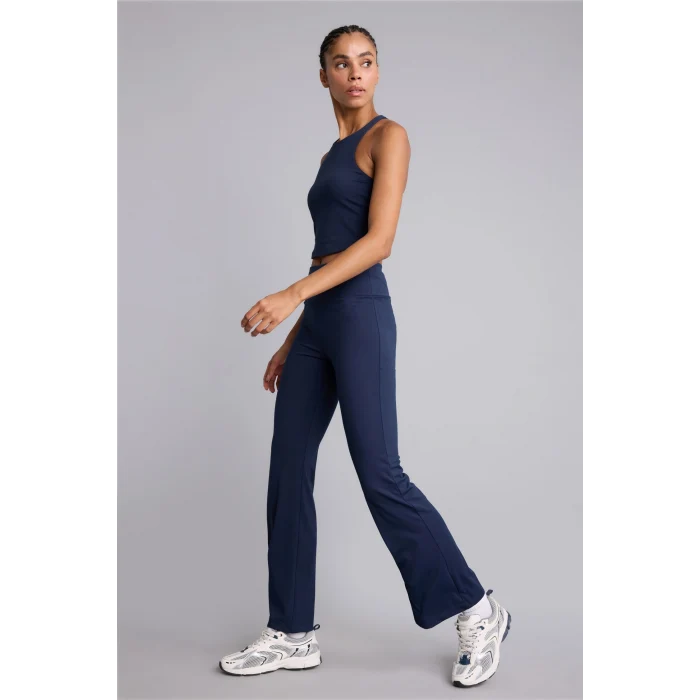 Defacto C9192AXIN187 İndigo Esnek Kumaş Aırtech Flare Fit Yüksek Bel Beli Saran Sporcu Pantolon