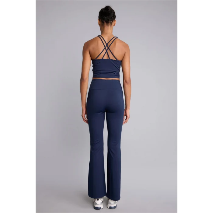 Defacto C9192AXIN187 İndigo Esnek Kumaş Aırtech Flare Fit Yüksek Bel Beli Saran Sporcu Pantolon