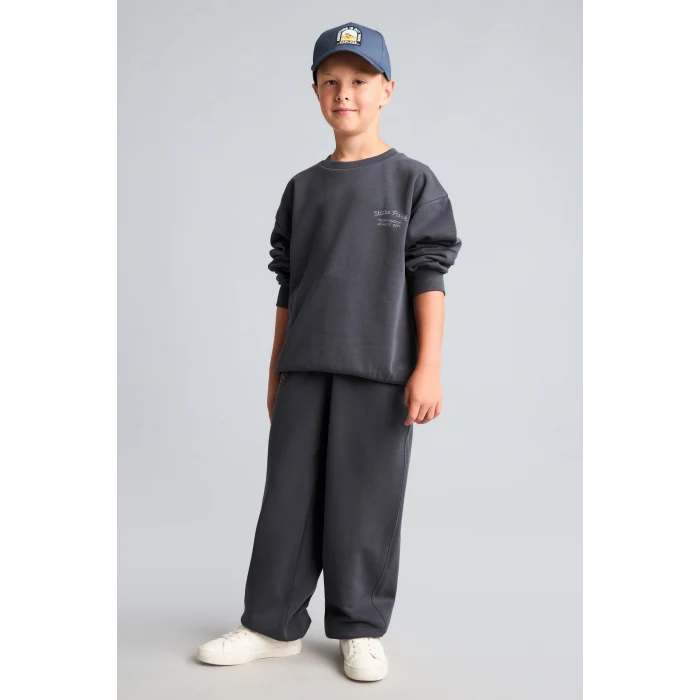 Defacto H9683A8AR31 Antrasit Bisiklet Yaka Efekt Nakışlı Sweatshirt Erkek Çocuk