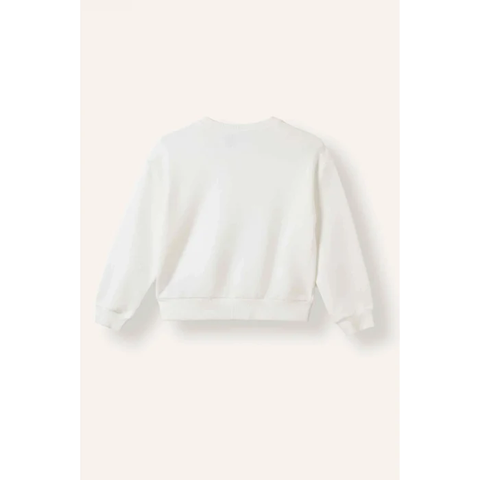 Defacto I3552A8ER105 Ekru Kpop - Demon Hunters Relax Fit Baskılı Bisiklet Yaka Sweatshirt Kız Çocuk