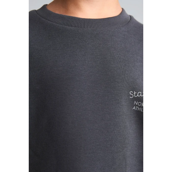 Defacto H9683A8AR31 Antrasit Bisiklet Yaka Efekt Nakışlı Sweatshirt Erkek Çocuk