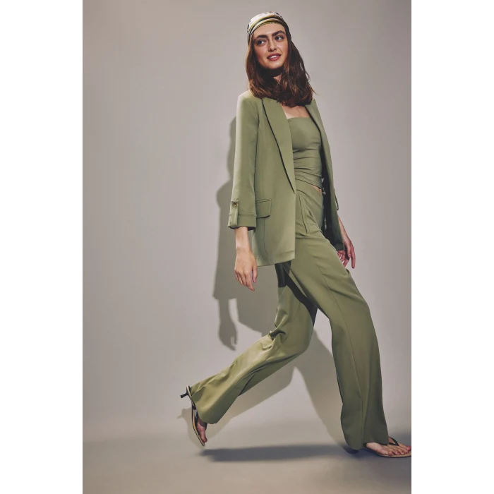 Defacto C3215AXKH462 Haki Oversıze Basic Blazer Haki Ceket