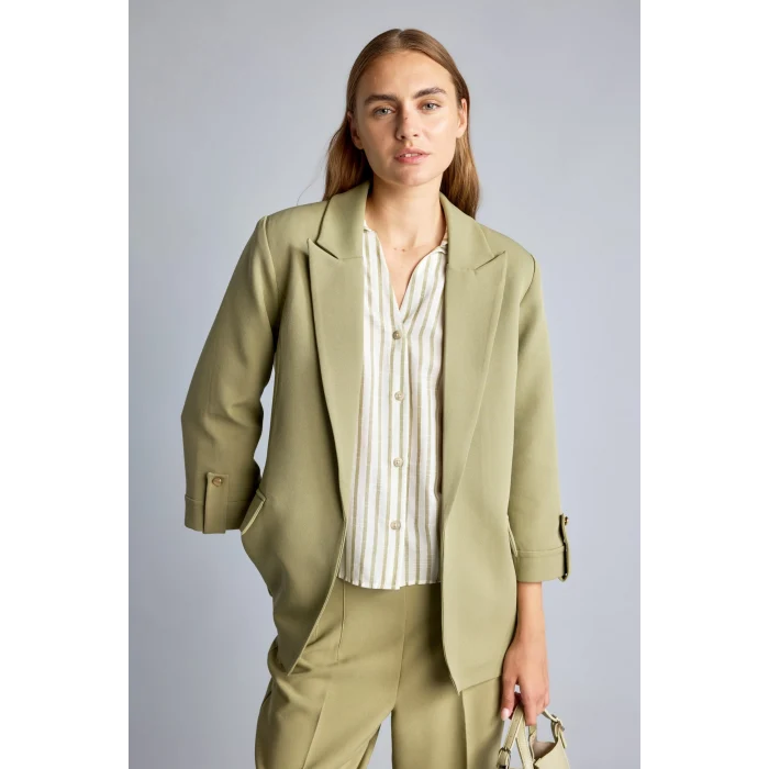 Defacto C3215AXKH462 Haki Oversıze Basic Blazer Haki Ceket