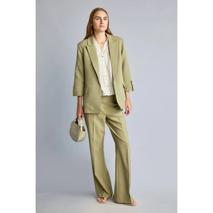 Defacto C3215AXKH462 Haki Oversıze Basic Blazer Haki Ceket