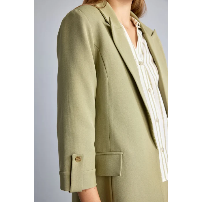 Defacto C3215AXKH462 Haki Oversıze Basic Blazer Haki Ceket