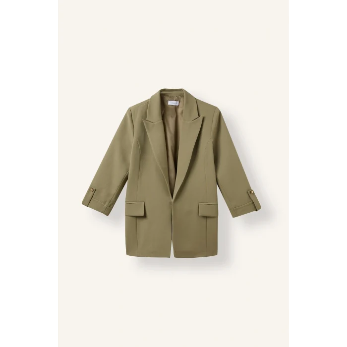 Defacto C3215AXKH462 Haki Oversıze Basic Blazer Haki Ceket