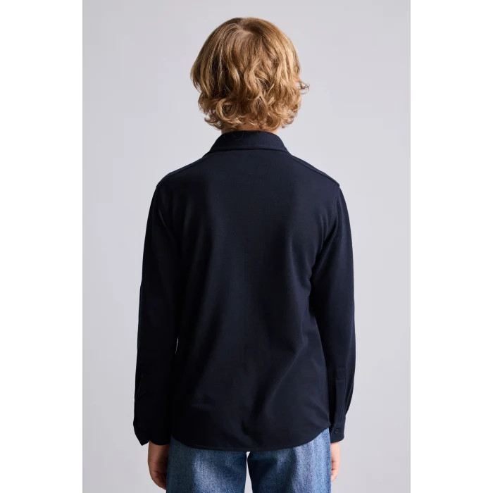 Defacto H4578A8NV91 Lacivert Regular Fit Katlanabilir Kollu Pike Gömlek Erkek Çocuk