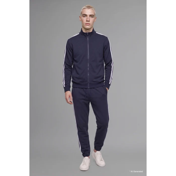 Defacto E9665AXNV146 Lacivert Regular Fit Yan Biyeli Lastikli Paça Jogger Eşofman Altı