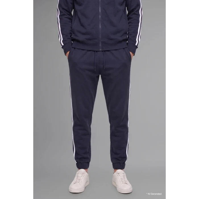Defacto E9665AXNV146 Lacivert Regular Fit Yan Biyeli Lastikli Paça Jogger Eşofman Altı