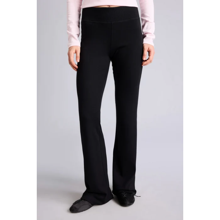 Defacto E0628AXBK81 Siyah Flare Fıt Ribana Siyah Pantolon
