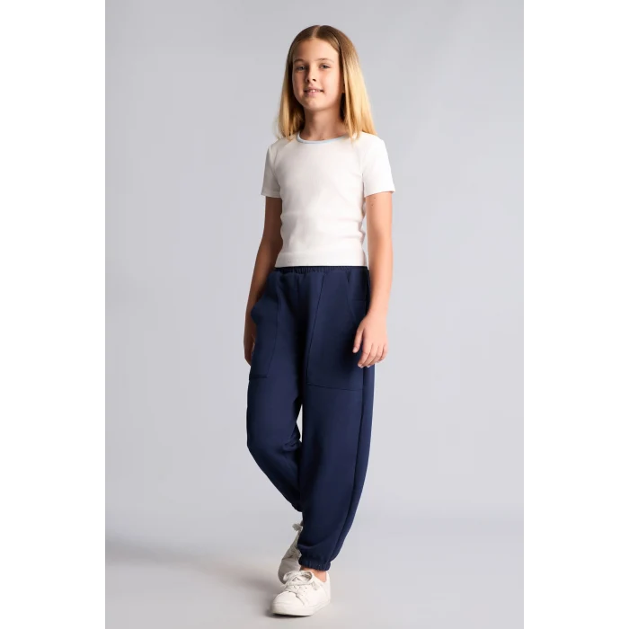 Defacto I2268A8NV244 Lacivert Yama Cepli Lastikli Jogger Fıt Eşofman Altı Kız Çocuk