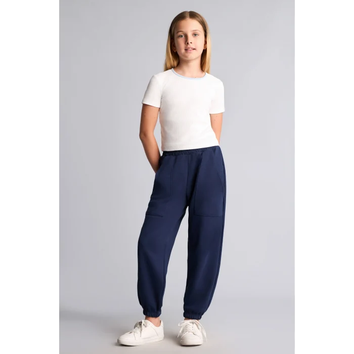 Defacto I2268A8NV244 Lacivert Yama Cepli Lastikli Jogger Fıt Eşofman Altı Kız Çocuk