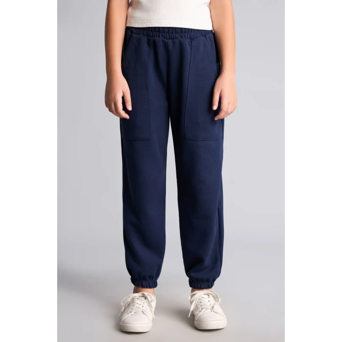 Defacto I2268A8NV244 Lacivert Yama Cepli Lastikli Jogger Fıt Eşofman Altı Kız Çocuk