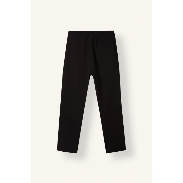 Defacto F0309AXBK81 Siyah Regular Fit Beli Bağcıklı Düz Paça Cepli Eşofman Altı