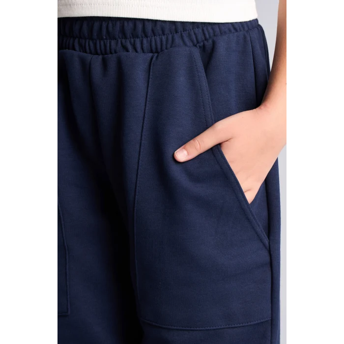 Defacto I2268A8NV244 Lacivert Yama Cepli Lastikli Jogger Fıt Eşofman Altı Kız Çocuk