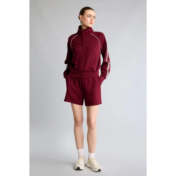 Defacto H2046AXBR115 Bordo Ultra Yumuşak Standart Fıt Dik Yaka Fermuarlı Spor Hırka