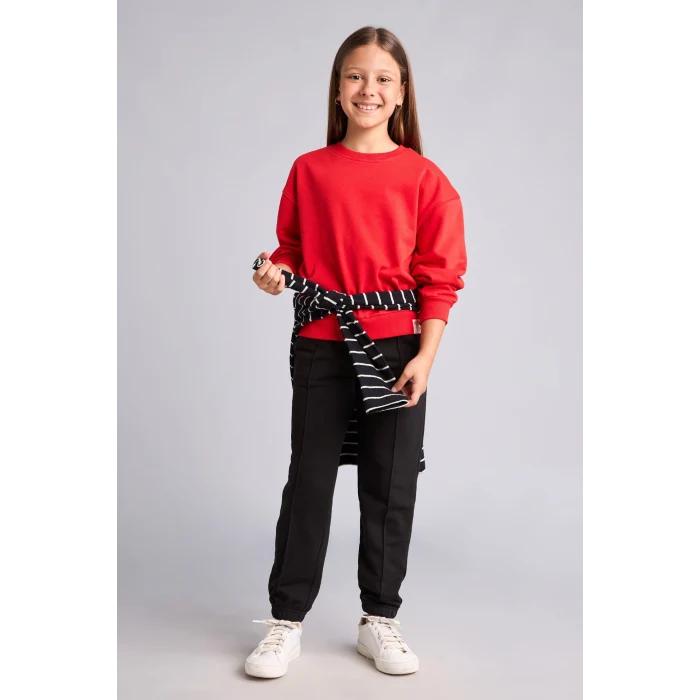 Defacto X9036A6BK81 Siyah Jogger Fıt Esnek Belli Cepli Eşofman Altı Kız Çocuk