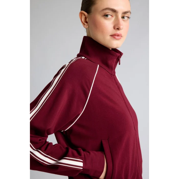 Defacto H2046AXBR115 Bordo Ultra Yumuşak Standart Fıt Dik Yaka Fermuarlı Spor Hırka