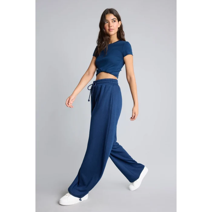 Defacto G8079AXNV248 Lacivert Beli Bağcıklı Geniş Paça Balloon Fit Pantolon