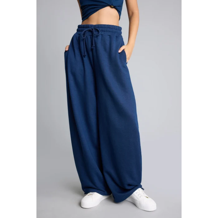 Defacto G8079AXNV248 Lacivert Beli Bağcıklı Geniş Paça Balloon Fit Pantolon