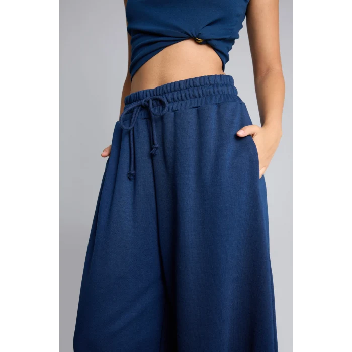 Defacto G8079AXNV248 Lacivert Beli Bağcıklı Geniş Paça Balloon Fit Pantolon