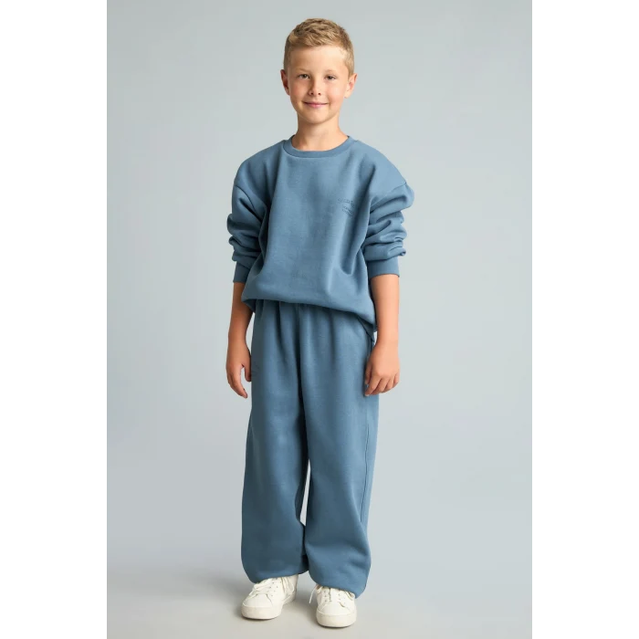 Defacto H9683A8BE739 Mavi Bisiklet Yaka Efekt Nakışlı Sweatshirt Erkek Çocuk